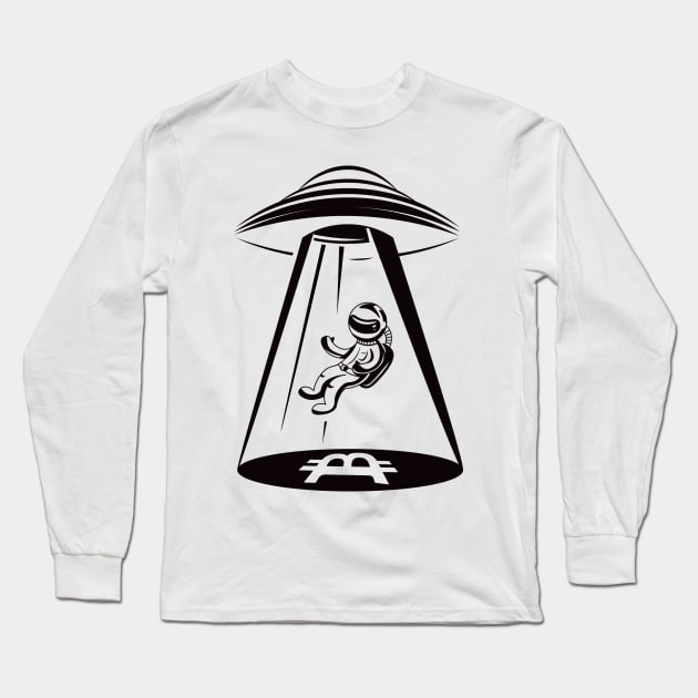 Bitcoin Astronaut. UFO Mining Long Sleeve T-Shirt by Yeroma